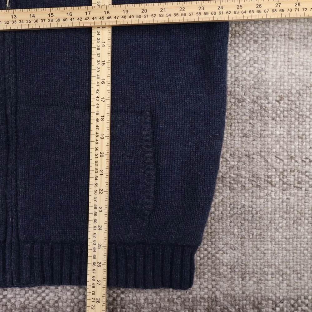 LL Bean Mens XL Lambswool Blend Full Zip Fleece Lined Sweater Vest Navy Blue